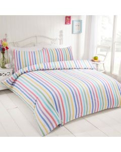 Brushed Cotton Quilt Set - Candy Stripe