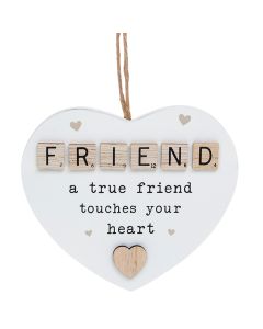 Hanging Heart Plaque - Friend/Scrabble
