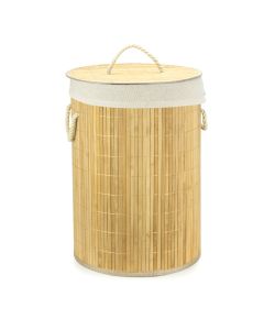 Round Bamboo Laundry Basket Natural 35x50