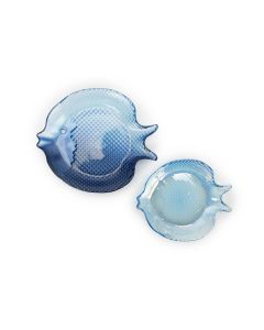 Set of 2 Glass Trays - Blue Fish