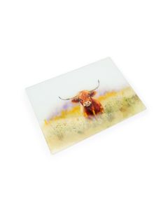 Work Top Saver/Glass Chopping Board - Highland Cow