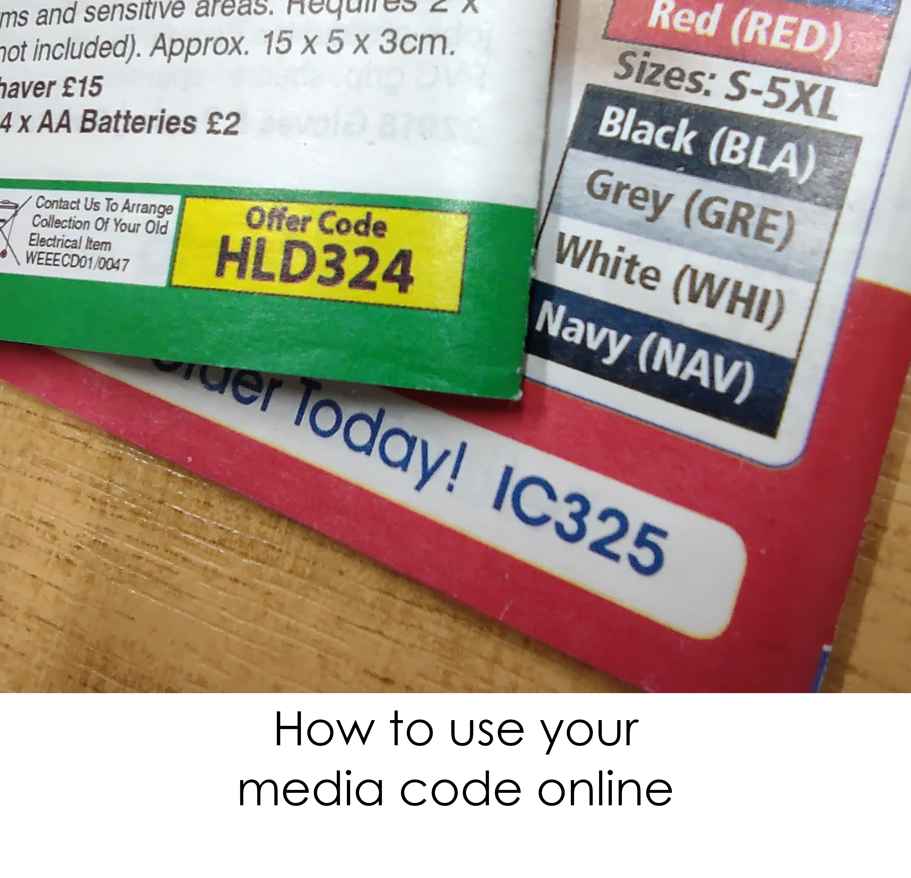 Reverse of catalogue showing media code